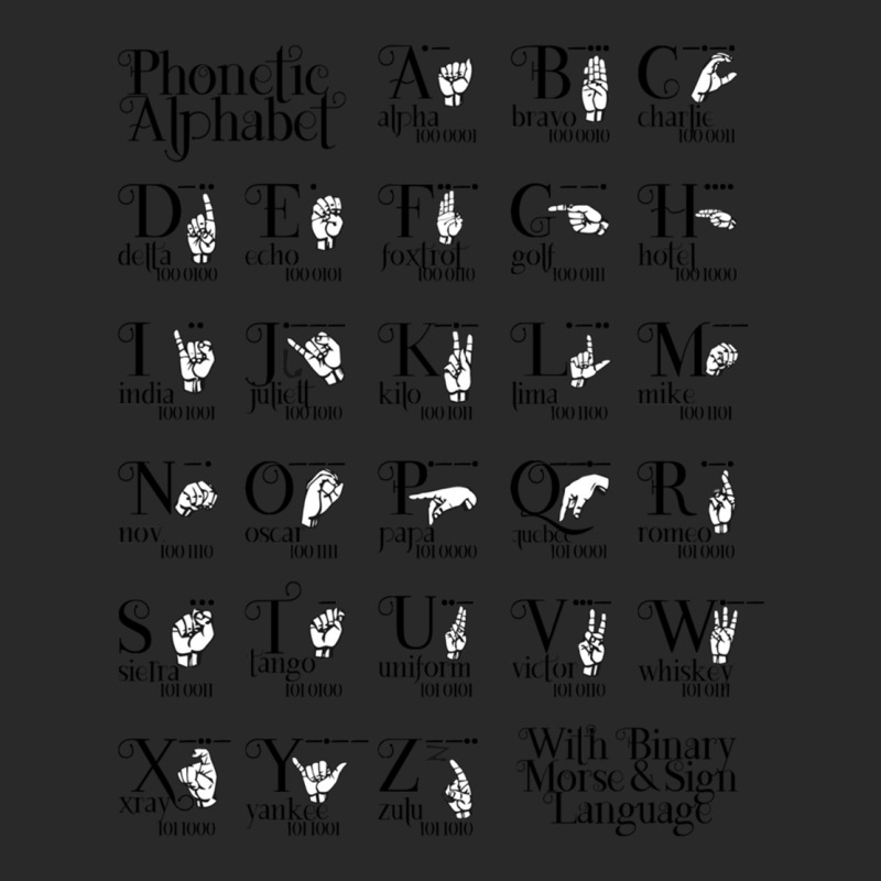 Phonetic Alphabet With Binary Morse Amp Sign Language Printed Hat | Artistshot