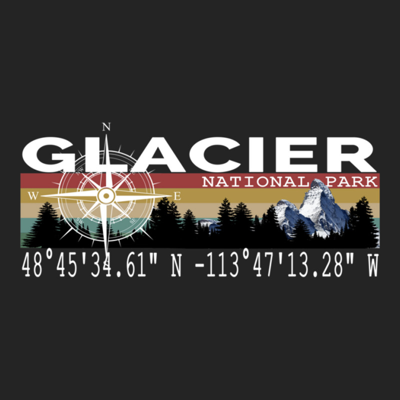 Glacier National Park With Gps Location Design 3/4 Sleeve Shirt by BILLYJOHNSON | Artistshot