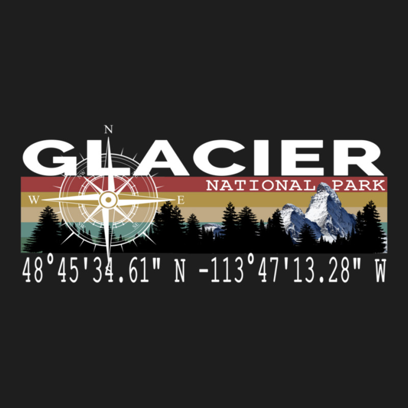 Glacier National Park With Gps Location Design Classic T-shirt by BILLYJOHNSON | Artistshot