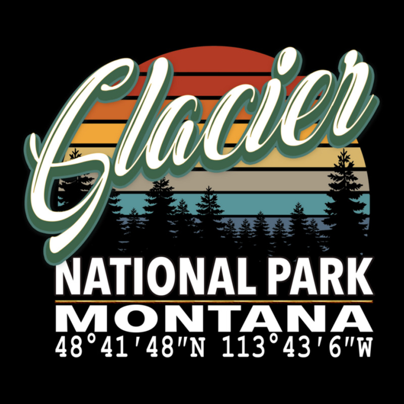 Vintage  Retro Color Glacier National Park With Gps Location Design Re V-Neck Tee by BILLYJOHNSON | Artistshot