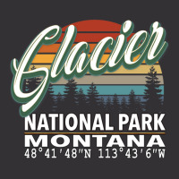 Vintage  Retro Color Glacier National Park With Gps Location Design Re Vintage Hoodie And Short Set | Artistshot