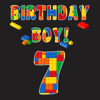 Building Block Birthday Boy Turning 7 T-shirt | Artistshot