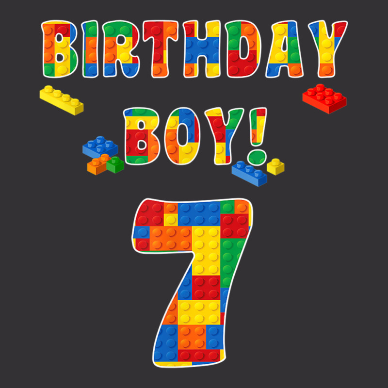 Building Block Birthday Boy Turning 7 Vintage Hoodie | Artistshot