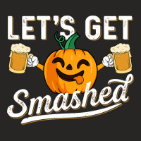 Drinking Pumpkin Lets Get Smashed Beer Lover Halloween Funny Long Slee Ladies Fitted T-shirt | Artistshot