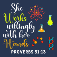 She Works Willingly With Her Hands Lab Tech Proverbs Ladies Denim Jacket | Artistshot