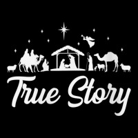 Womens True Story Nativity Scene Manger Jesus Christian Christmas V Ne V-neck Tee | Artistshot