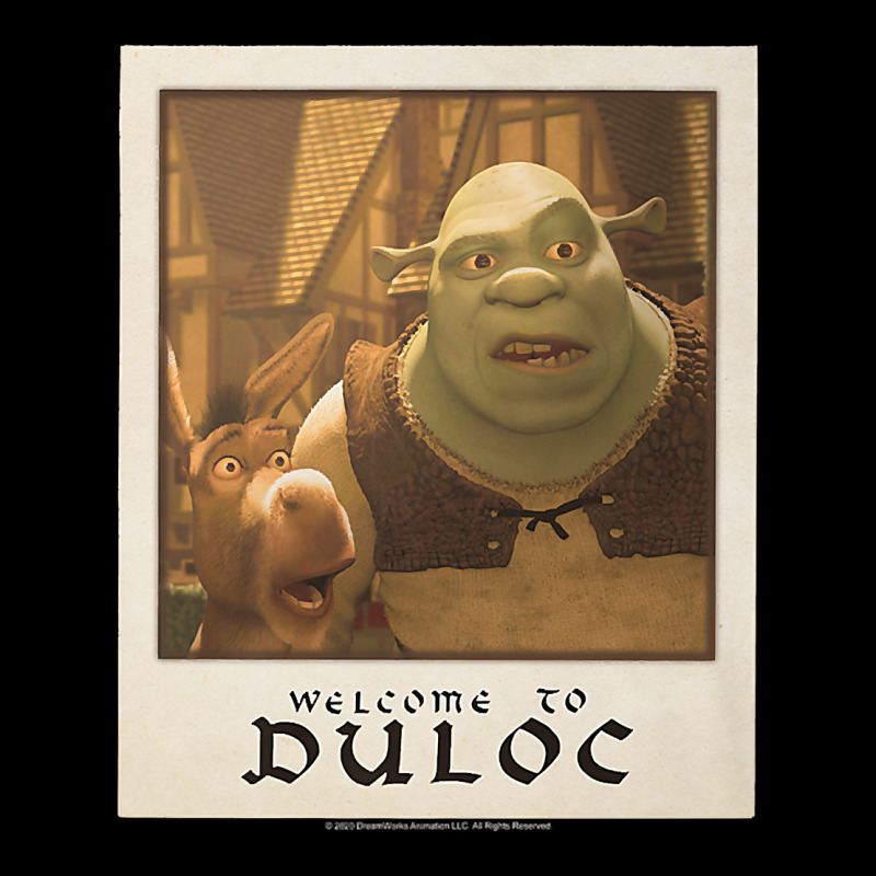 Shrek Welcome To Duloc Shrek And Donkey Polaroid Premium T Shirt Front ...