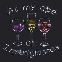 Womens At My Age I Need Glasses Three Wine Bling Rhinestone V Neck T S Youth Tee | Artistshot