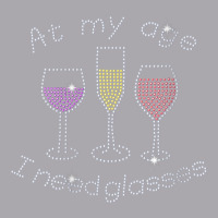 Womens At My Age I Need Glasses Three Wine Bling Rhinestone V Neck T S Youth 3/4 Sleeve | Artistshot