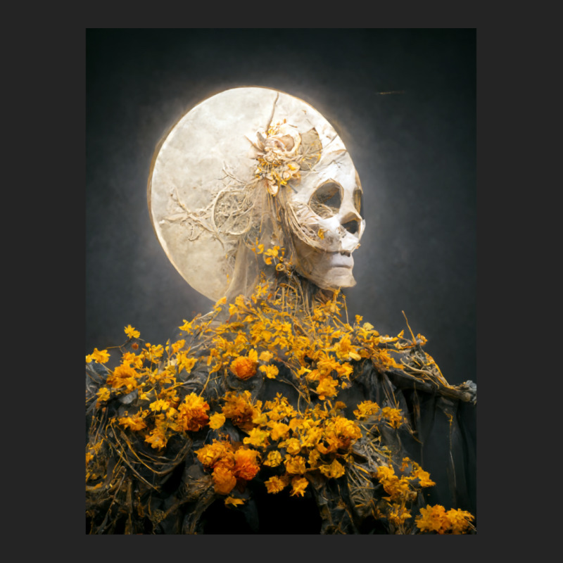 Moon Dia De Los Muertes Saint Goddess Marigolds Midjourney 3/4 Sleeve Shirt by cm-arts | Artistshot