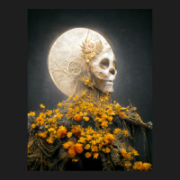 Moon Dia De Los Muertes Saint Goddess Marigolds Midjourney Classic T-shirt | Artistshot