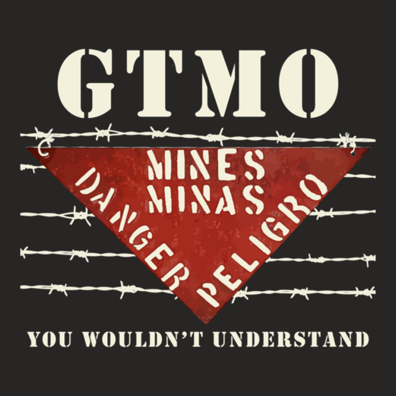 Gtmo Land Mine Barbed Wire Sign  Guantanamo Bay Cuba Ladies Fitted T-Shirt by cm-arts | Artistshot