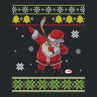 Santa Claus Dabbing Playing Hockey Around Snow Merry Xmas Long Sleeve Crewneck Sweatshirt | Artistshot