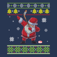 Santa Claus Dabbing Playing Hockey Around Snow Merry Xmas Long Sleeve Men Denim Jacket | Artistshot