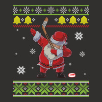 Santa Claus Dabbing Playing Hockey Around Snow Merry Xmas Long Sleeve Champion Hoodie | Artistshot