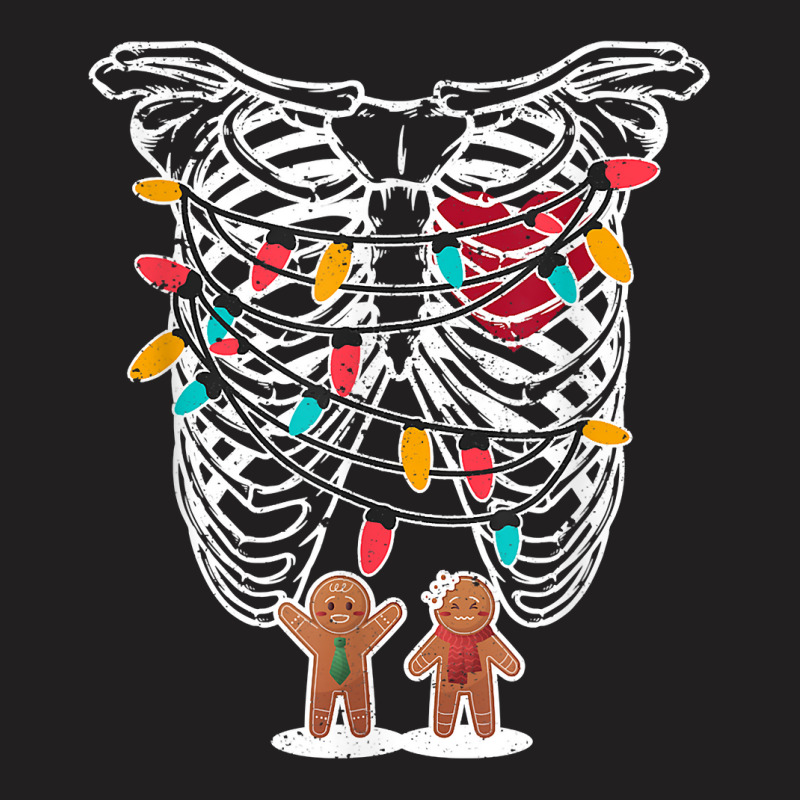 Skeleton Heart Rib Cage X Ray Gingerbread Christmas Lights T Shirt T-shirt | Artistshot