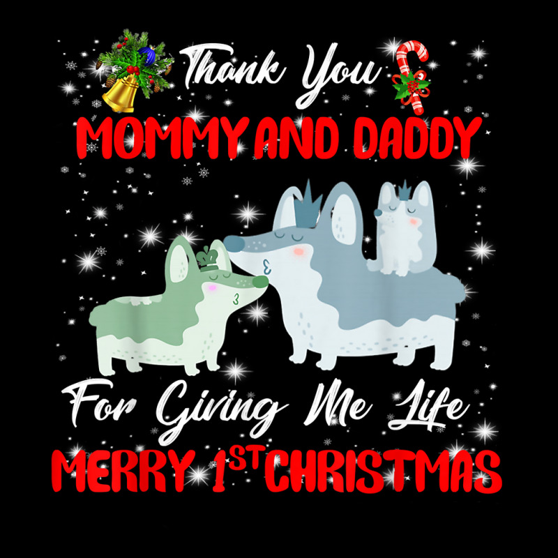 Thanks Mom And Dad And Merry First Christmas To Dog Love T Shirt Fleece Short | Artistshot