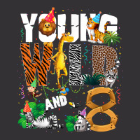 8th Birthday Young Wild And I'm 8 Safari Jungle Animal Zoo T Shirt Vintage Hoodie | Artistshot