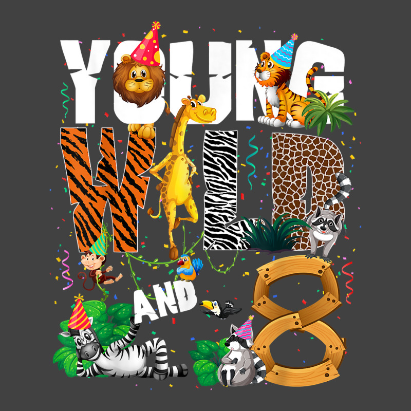 8th Birthday Young Wild And I'm 8 Safari Jungle Animal Zoo T Shirt Vintage T-shirt | Artistshot