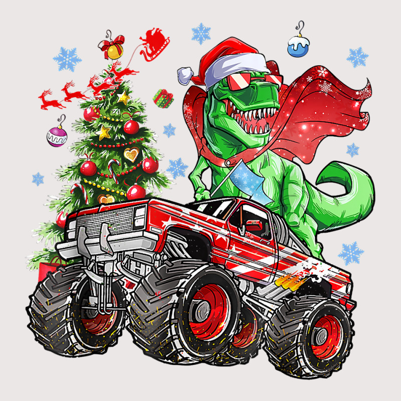 Christmas Tree Dinosaur Riding Monster Truck Christmas T Shirt Pocket T-shirt | Artistshot