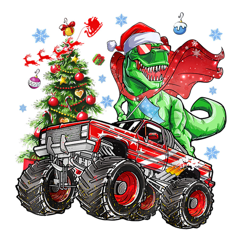 Christmas Tree Dinosaur Riding Monster Truck Christmas T Shirt V-neck Tee | Artistshot