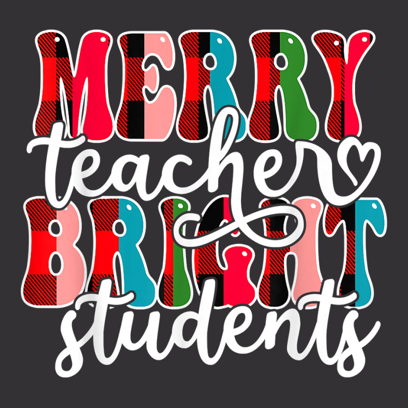 Groovy Plaid Merry Teacher Bright Students Christmas Teacher T Shirt Vintage Short | Artistshot