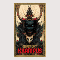 Merry Gruss Vom Krampus Greetings Tarot Christmas Devil T Shirt Pocket T-shirt | Artistshot