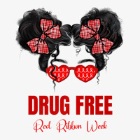 Drug Free Messy Run Glasses Red Ribbon Week Awareness Premium T Shirt Ladies Fitted T-shirt | Artistshot