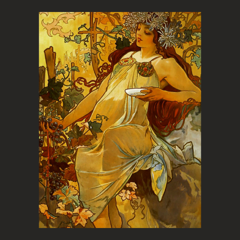 Alphonse Mucha  Autumn Season Ladies Fitted T-Shirt by cm-arts | Artistshot