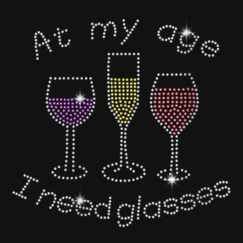 Womens At My Age I Need Glasses Three Wine Bling Rhinestone V Neck T S Scorecard Crop Tee by cm-arts | Artistshot