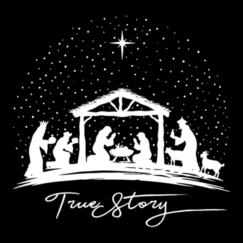 True Story Nativity Christmas Baby Jesus Manger Catholic Pullover Hood Cropped Hoodie by cm-arts | Artistshot