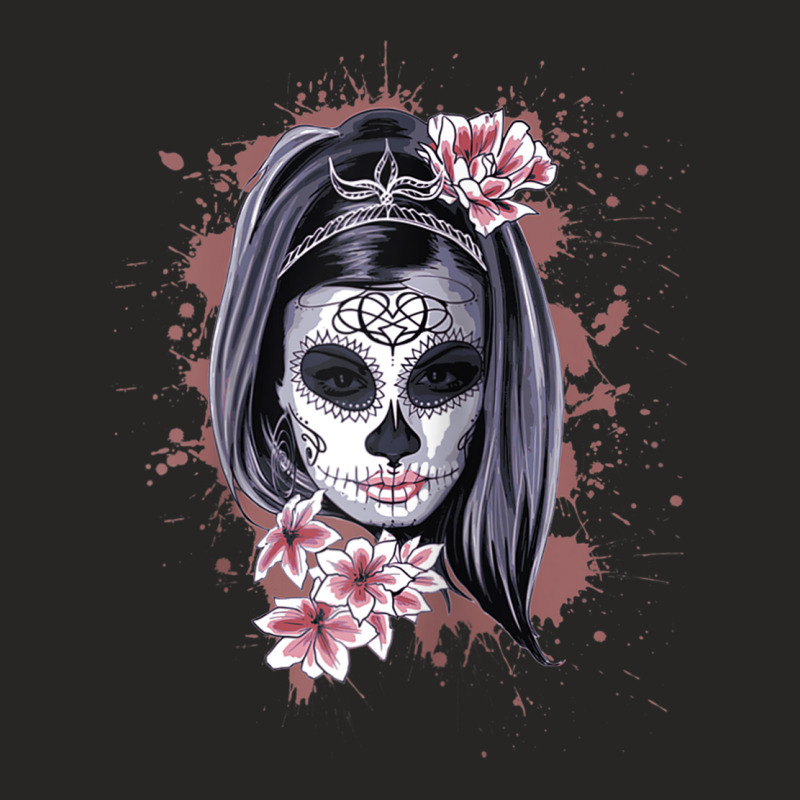 La Calavera Catrina Halloween Candy Sugar Skull Girl Raglan Baseball T Ladies Fitted T-Shirt by cm-arts | Artistshot