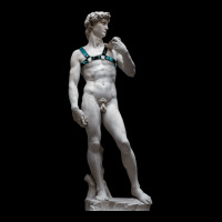 Michelangelo David Leather Harness Sculpture Art Male Statue Torso Fleece Short | Artistshot