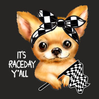 Chihuahua Dog Dirt Track Racing Checkered Race Flag Chihuahua Puppy 50 Ladies Fitted T-shirt | Artistshot