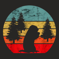 Marmot Rodent Woodchuck Retro Vintage Sunset Groundhog T Shirt Ladies Fitted T-shirt | Artistshot