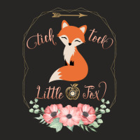 Tick Tock Floral Fox Ladies Fitted T-shirt | Artistshot