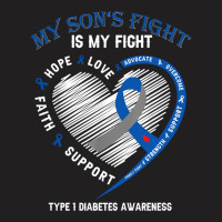 T1d Mom Dad Parents My Son's Fight Type 1 Diabetes Awareness Long Slee T-shirt | Artistshot