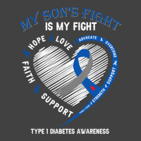 T1d Mom Dad Parents My Son's Fight Type 1 Diabetes Awareness Long Slee Vintage T-shirt | Artistshot