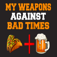 My Weapons Against Bad Times Tacos + Beer Lovers Design Gift Raglan Ba Vintage Cap | Artistshot