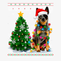 Ugly Australian Cattle Dog Santa Hat Christmas Tree Light Sweatshirt Ladies Fitted T-shirt | Artistshot