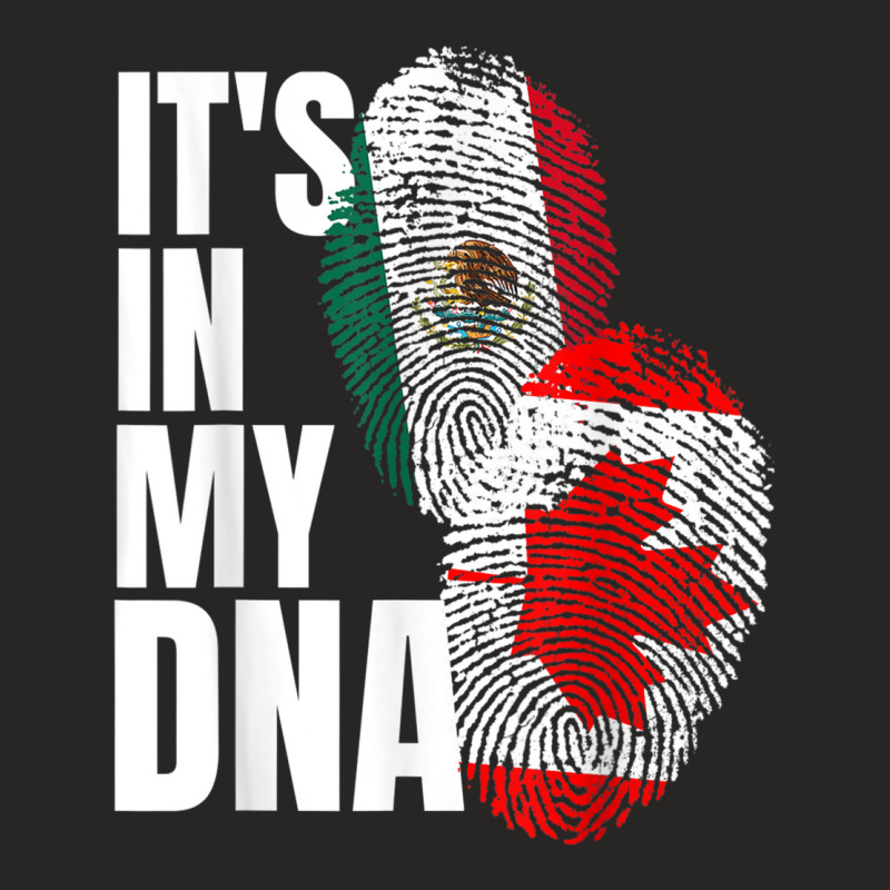 Canadian And Mexican Dna Flag Heritage Ladies Fitted T-Shirt by MaraRojas | Artistshot