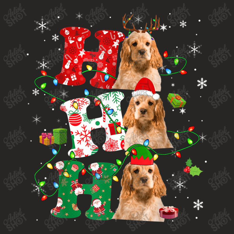 Ho3 Christmas Santa Elf Reindeer English Cocker Spaniel Ladies Fitted T-Shirt by ValentinoHoover | Artistshot