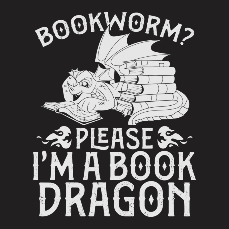 Fantasy Animal Bookworm Librarian Reading Funny Book Dragon T-shirt | Artistshot