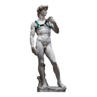 Michelangelo David Leather Harness Sculpture Art Male Statue Torso Sticker | Artistshot