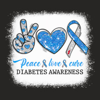 Diabetes Diabetic Bleached Peace Love Cure Diabetes T1d Awareness Surv Ladies Fitted T-shirt | Artistshot