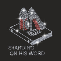 Womens Stand On His Word Bible Christian Bling Rhinestone Tee V Neck T Ladies Fitted T-shirt | Artistshot