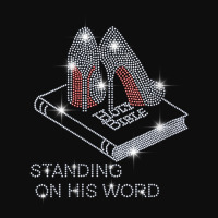 Womens Stand On His Word Bible Christian Bling Rhinestone Tee V Neck T Crop Top | Artistshot