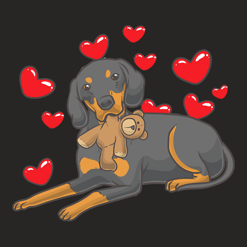 Funny T  Shirt Austrian Black And Tan Hound With Hearts T  Shirt Ladies Fitted T-Shirt by sengeryasmin | Artistshot