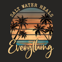 Saltwater Heals Everything Retro Summer Vacation Beach Funny Ladies Fitted T-shirt | Artistshot