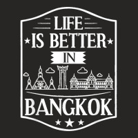 Bangkok Thailand City Skyline Map Ladies Fitted T-shirt | Artistshot